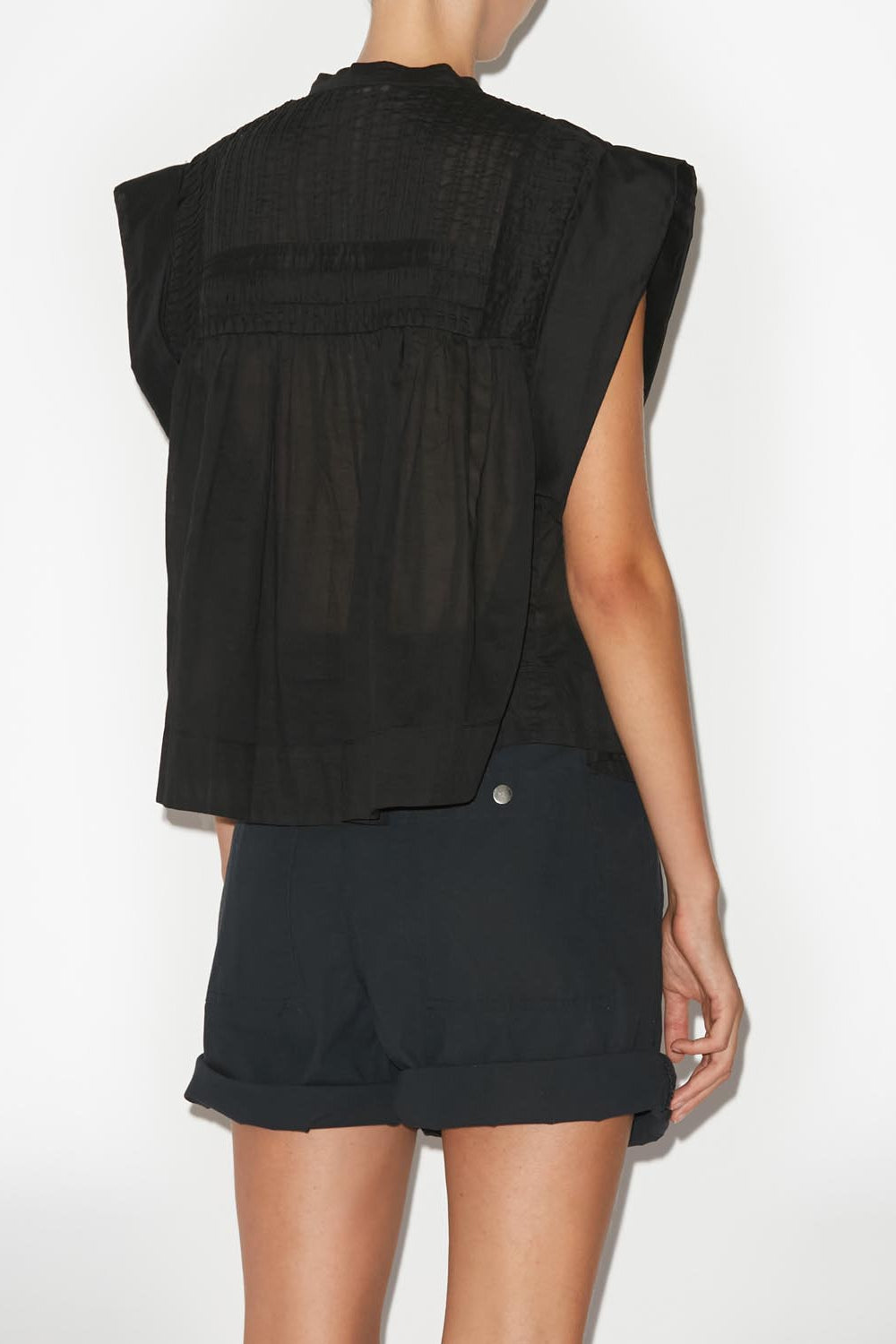 Leaza top in voile di cotone - Nero - Woman - 9