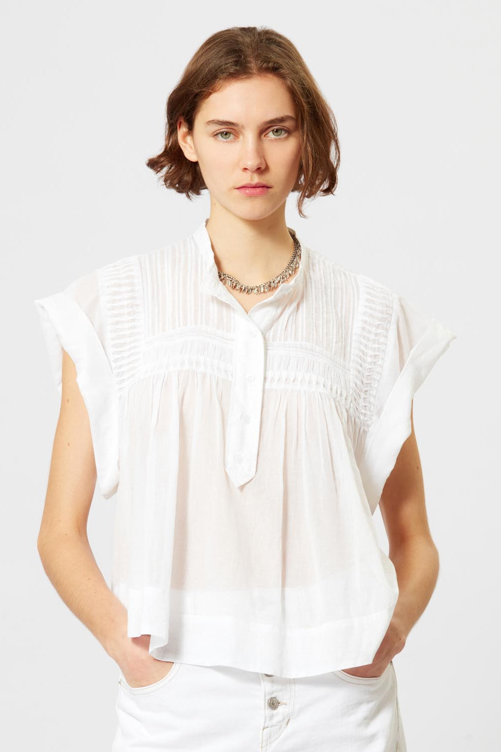 Leaza top in voile di cotone - Bianco - Woman - 6