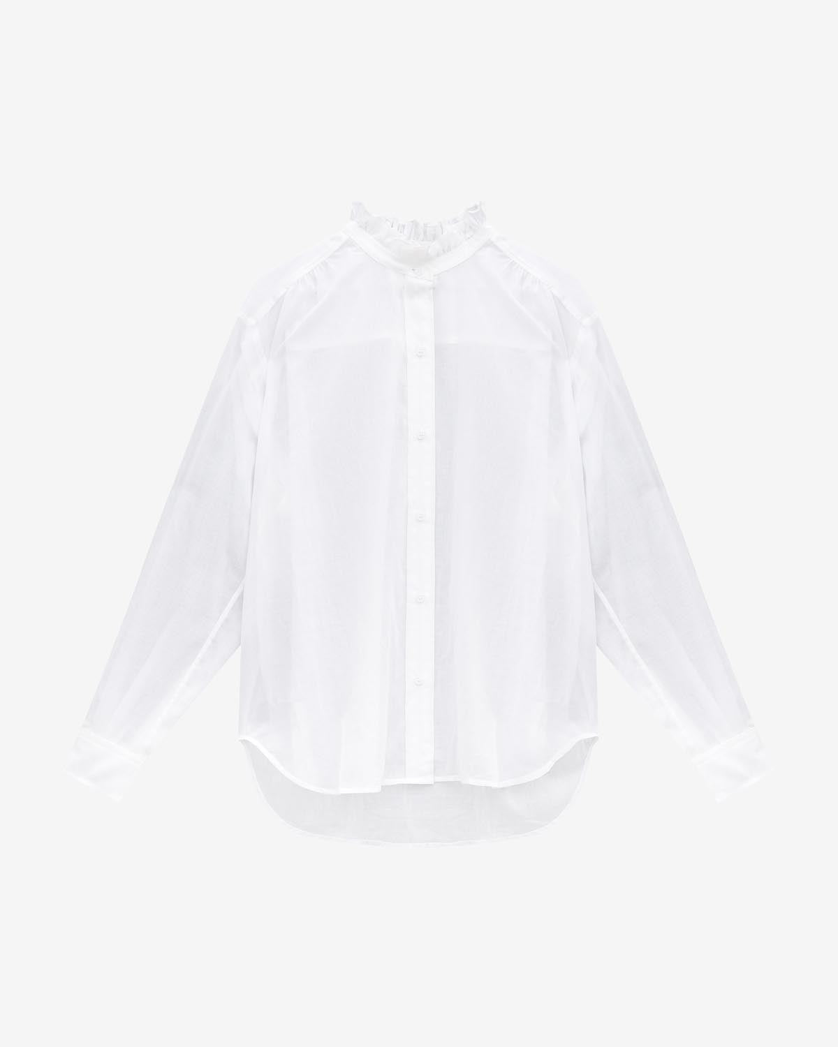 Frilled-neck cotton shirt - Bianco - Woman - 1