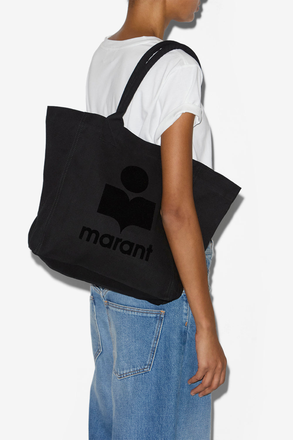 Borsa tote yenky in tela con ricamo - Nero - Woman - 2