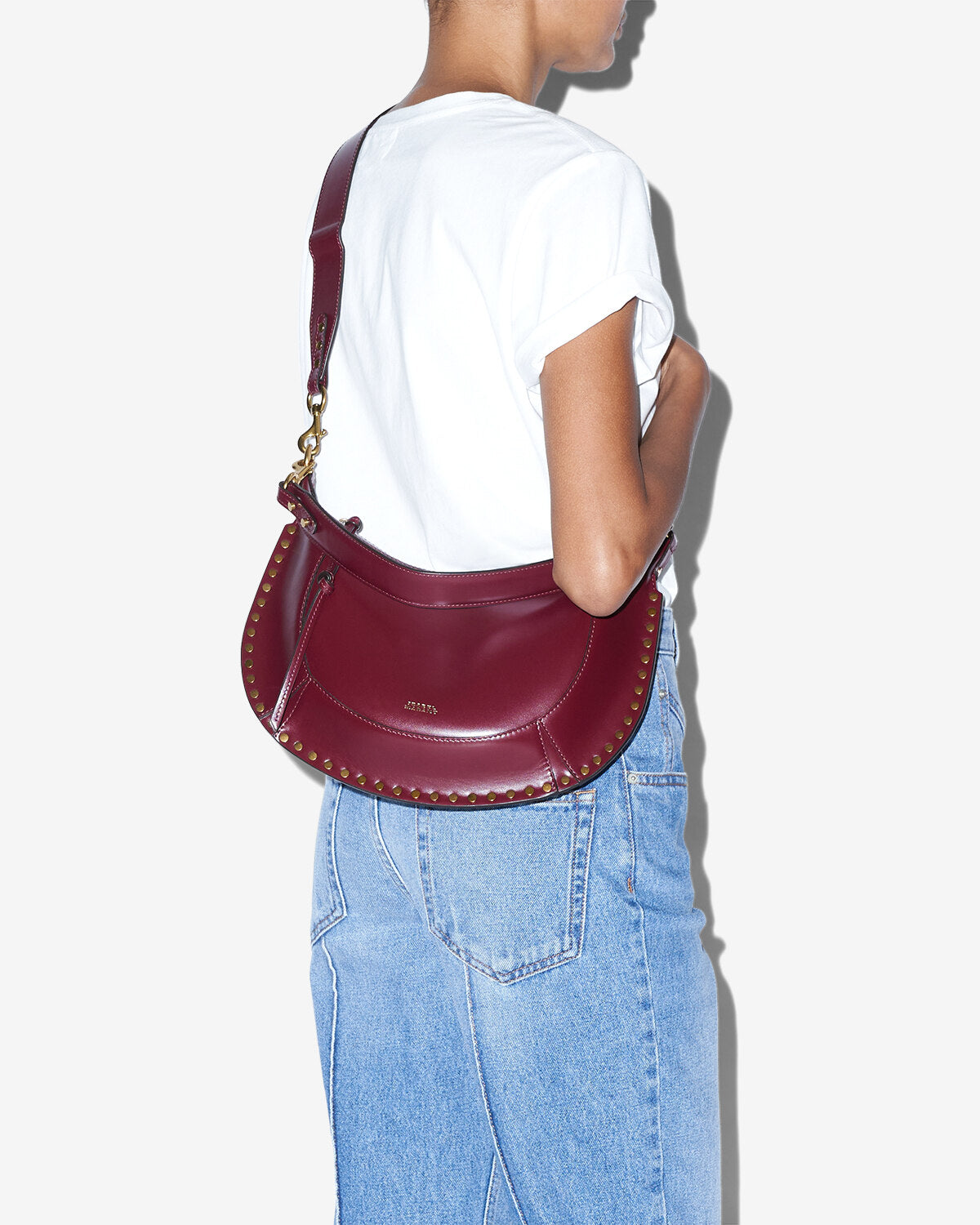 Sac en cuir à clous naoko - Bordeaux - Woman - 7