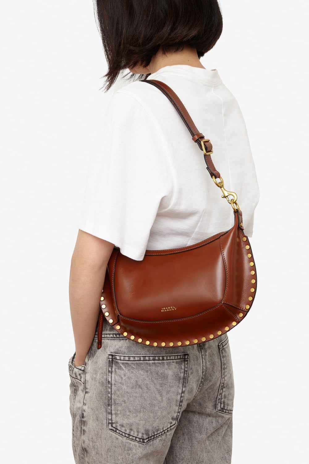 Borsa oskan moon da portare a spalla in pelle - Cognac - Woman - 2
