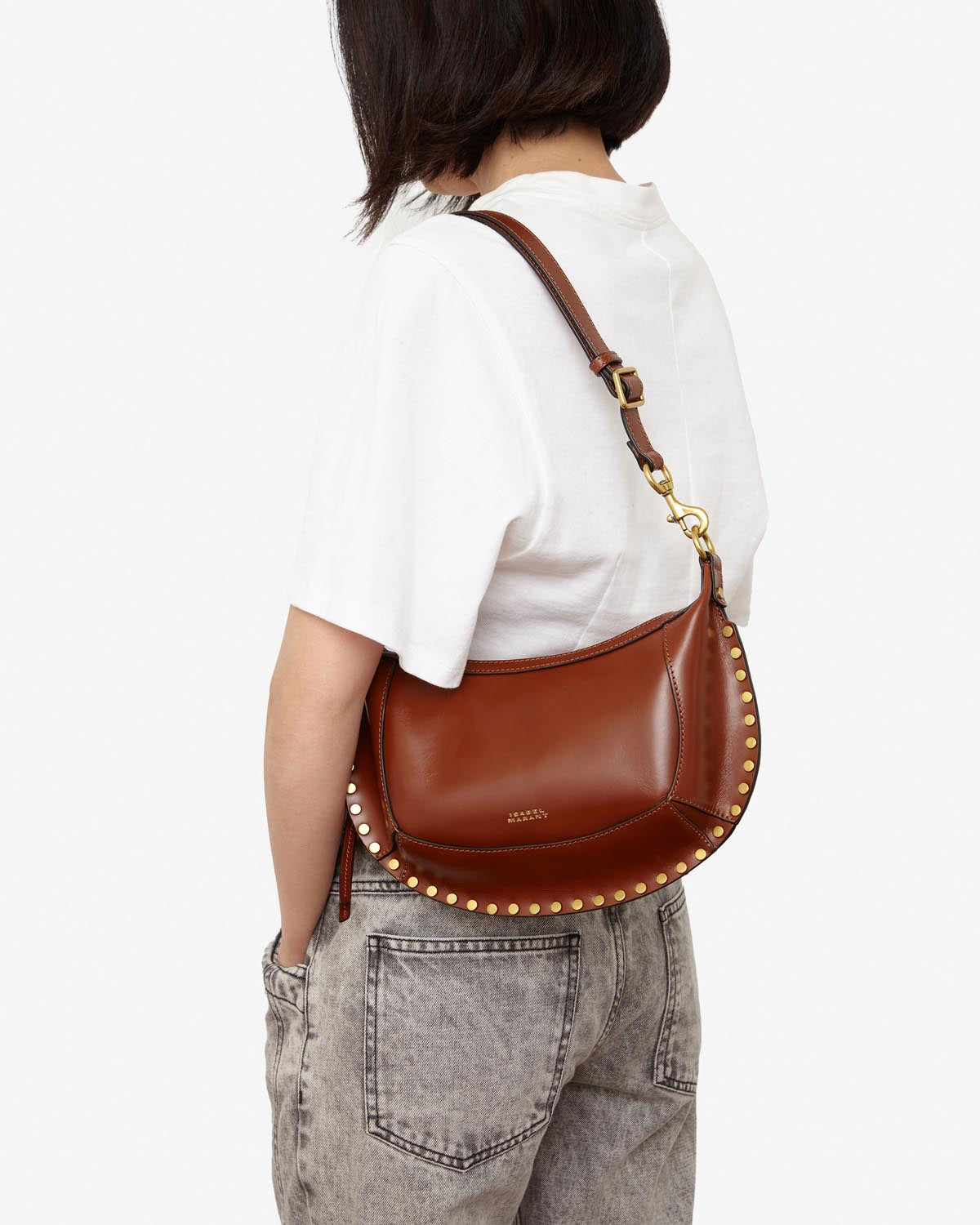 Borsa oskan moon da portare a spalla in pelle - Cognac - Woman - 4