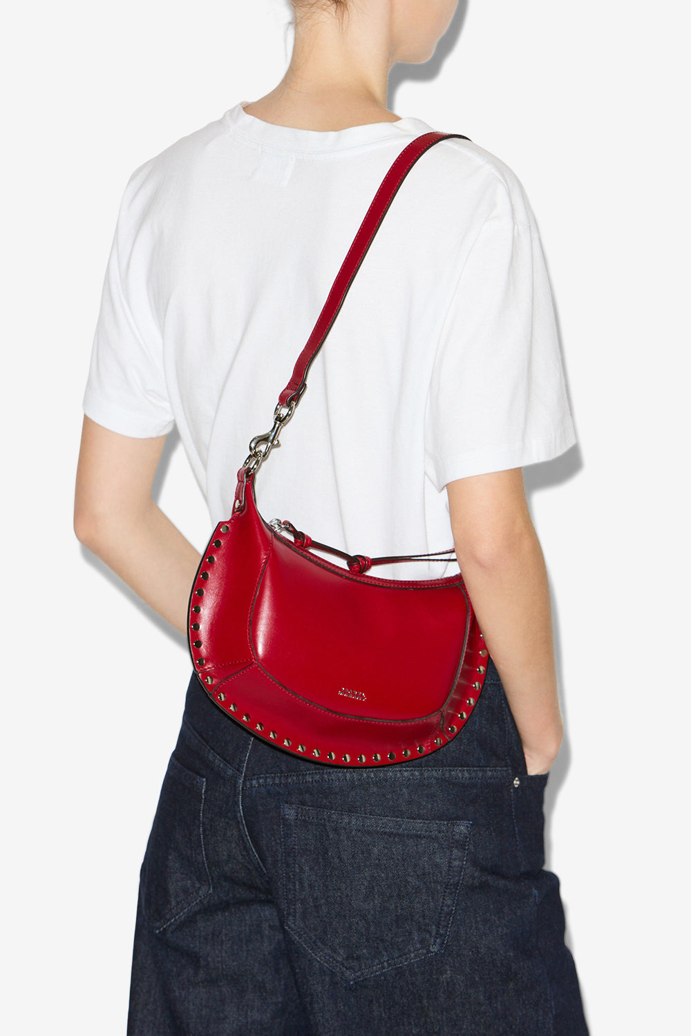 Sac porté épaule oskan moon en cuir - Deep red - Woman - 4