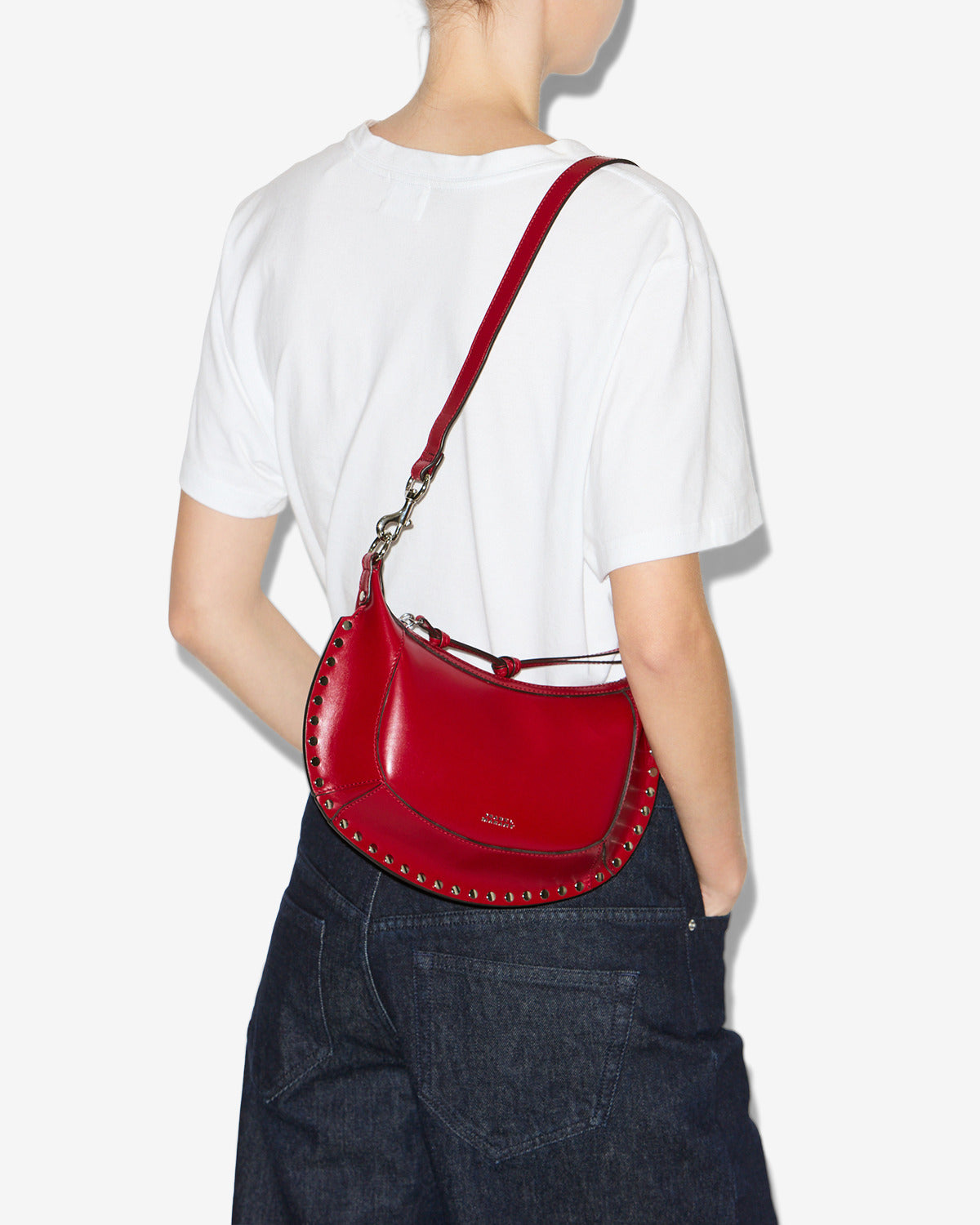 Oskan moon soft leather shoulder bag - Deep red - Woman - 4