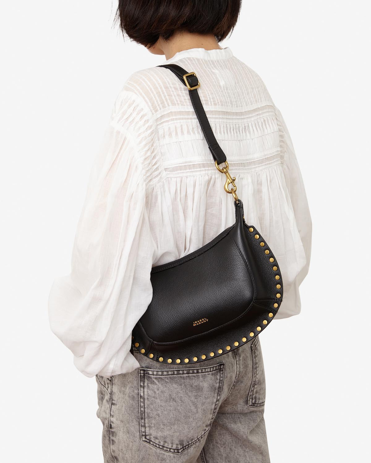 Oskan moon bag in full-grain leather Woman Black 2