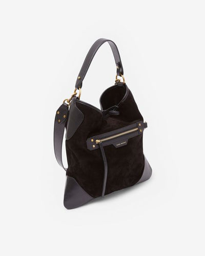 Botsy day shoulder bag in suede leather - Black - Woman - 4