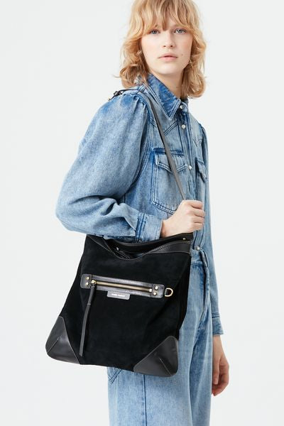 Botsy day borsa hobo a spalla in camoscio - Nero - Woman - 2