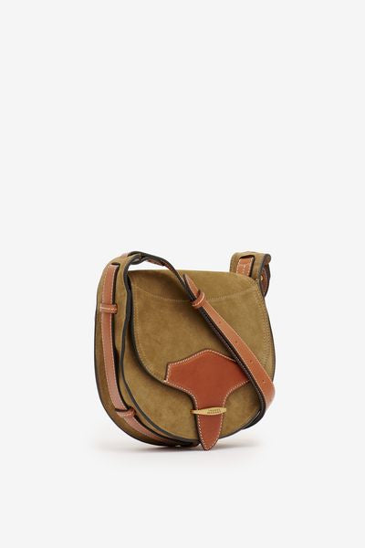 Botsy day shoulder bag in suede leather - Khaki - Woman - 8