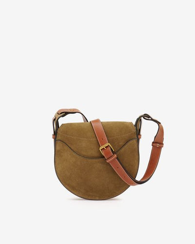Botsy day shoulder bag in suede leather - Khaki - Woman - 3