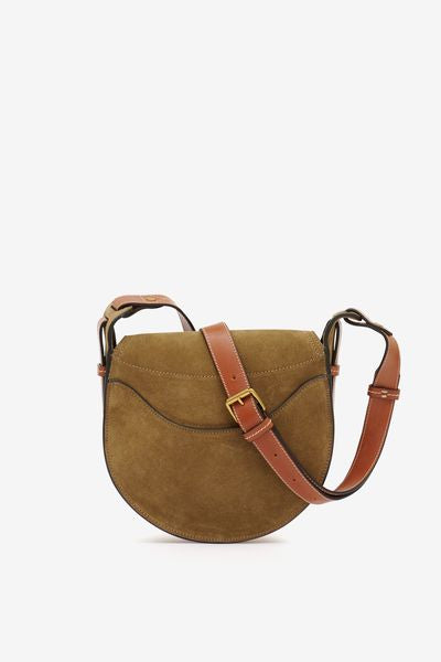 Botsy day shoulder bag in suede leather - Khaki - Woman - 4