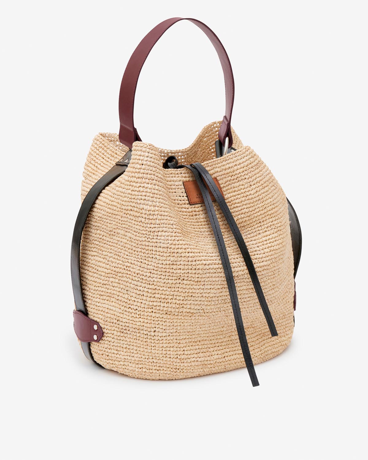 Bayia raffia bucket bag - Natural and cognac - Woman - 6