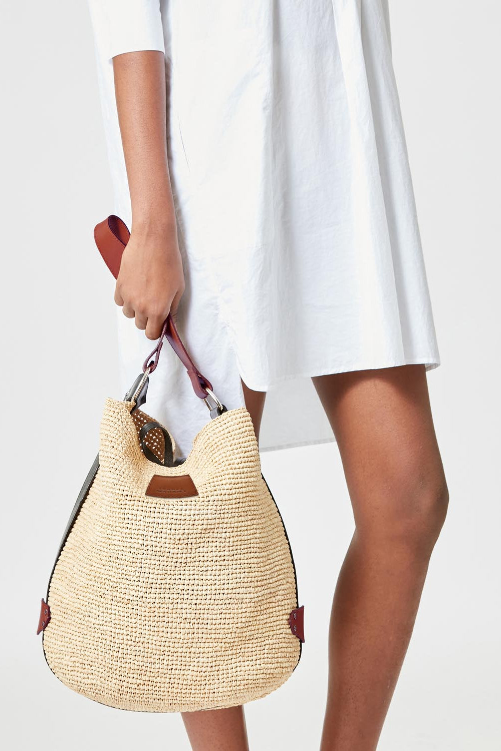 Sac seau bayia en raphia  - Naturel et cognac - Woman - 2