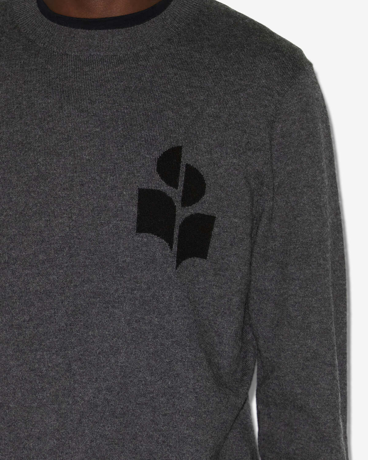 Evans cotton and wool sweater with logo - Anthracite - Man - 2