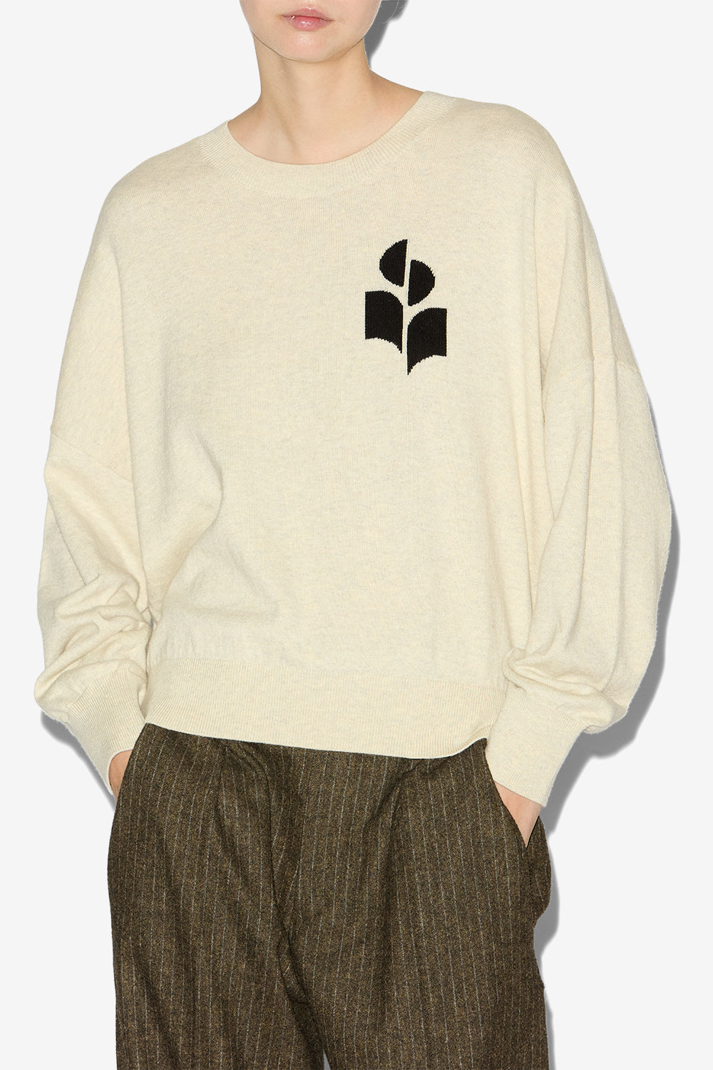 Pull à logo marisans en laine et coton - Gris clair - Woman - 4