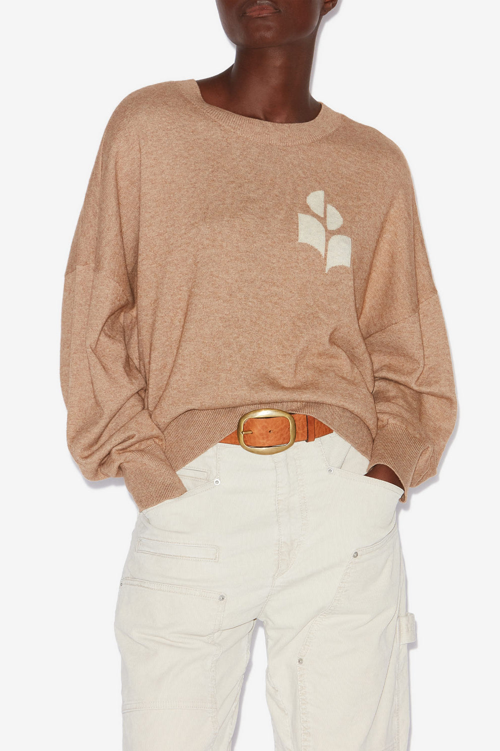 Pull à logo marisans en laine et coton - Camel - Woman - 4