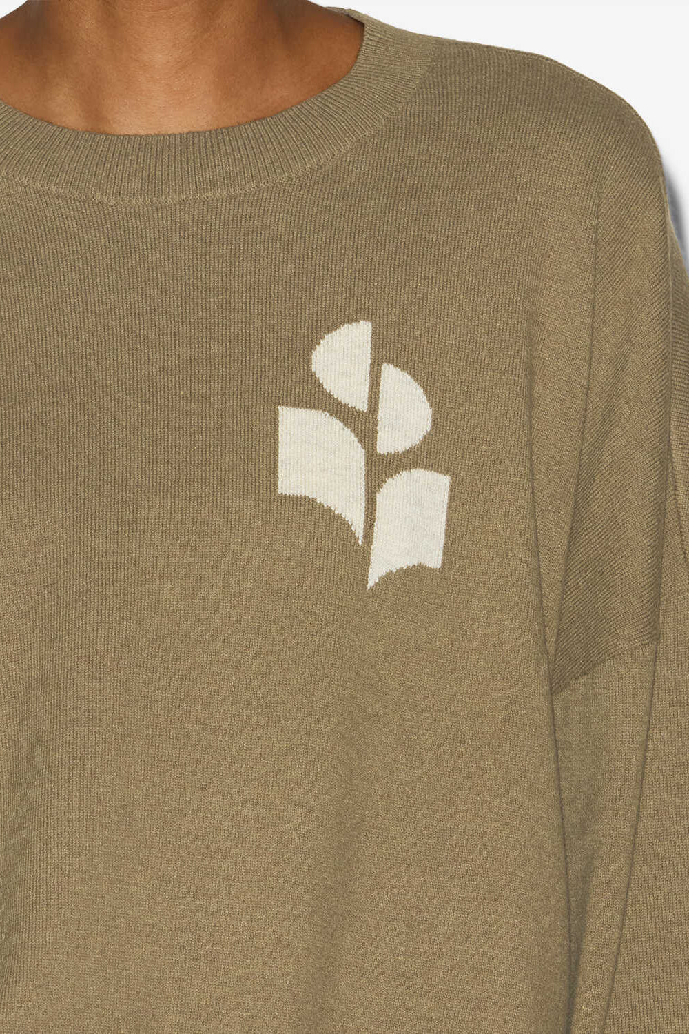 Pull à logo marisans en laine et coton - Kaki - Woman - 3