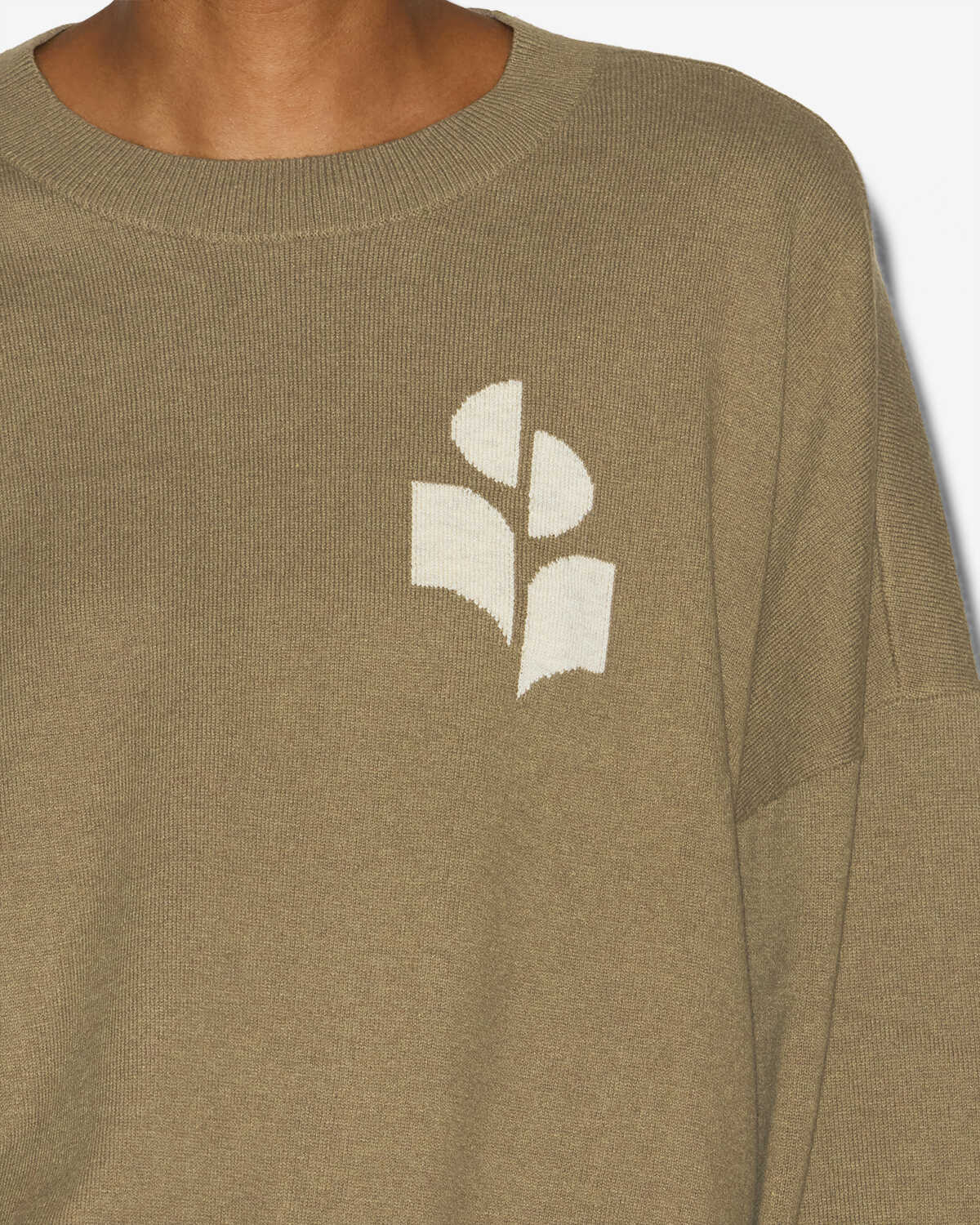 Pull à logo marisans en laine et coton - Kaki - Woman - 2