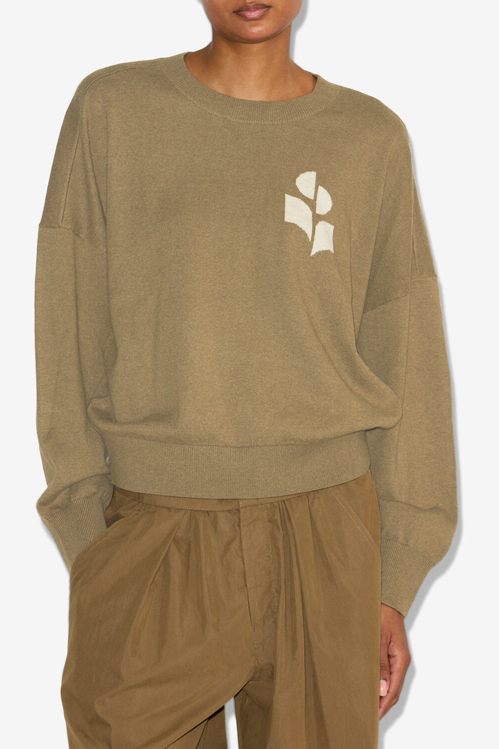 Pull à logo marisans en laine et coton - Kaki - Woman - 4
