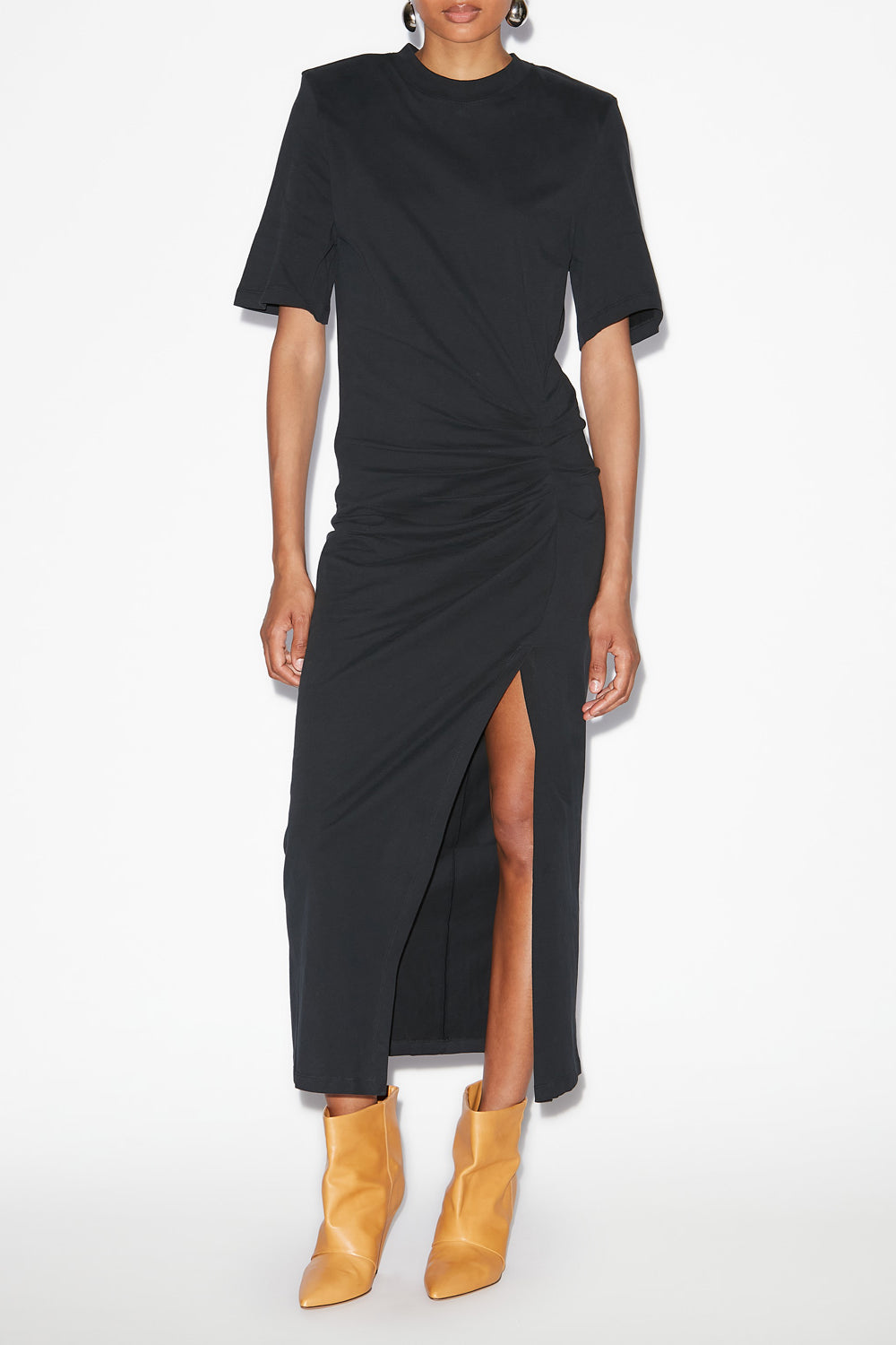 Abito lexia midi a t-shirt in cotone tinta unita - Nero - Woman - 2