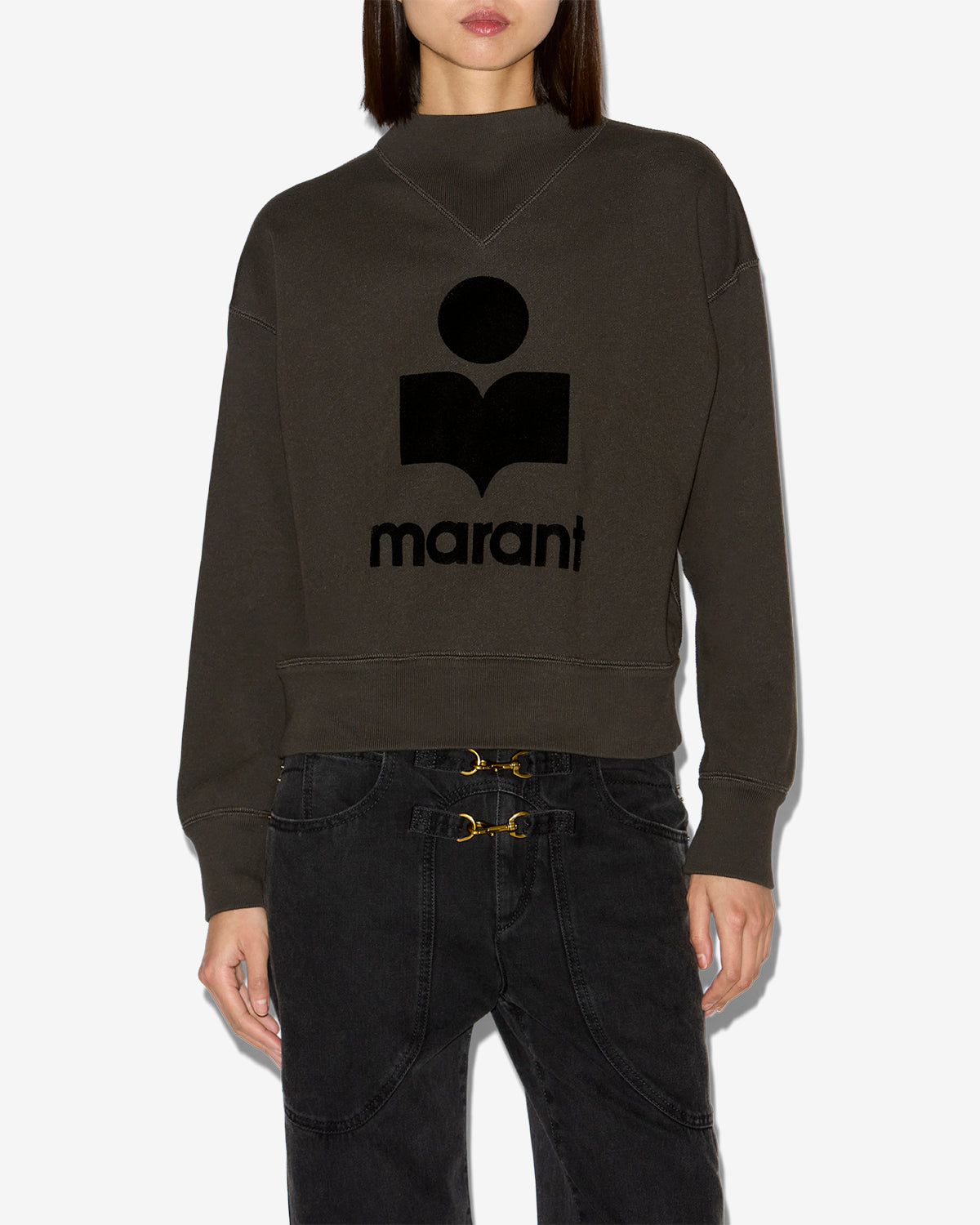 Sudadera de algodón con logotipo moby - Negro lavado - Woman - 5