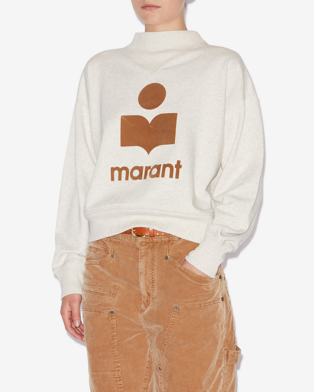 Moby sweatshirt Woman Ecru/camel 4