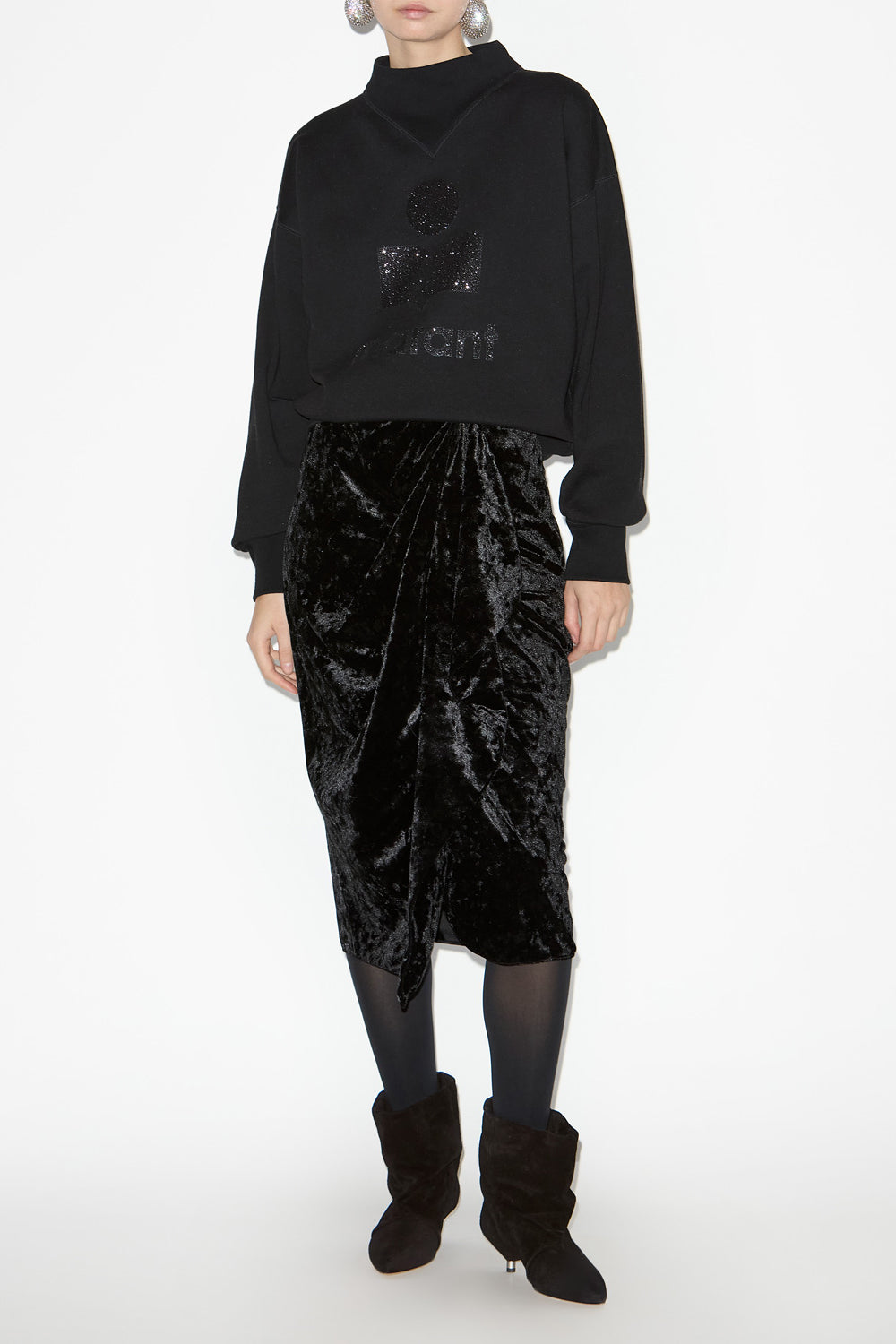 Sudadera con logo y cuello alto moby - Negro - Woman - 2