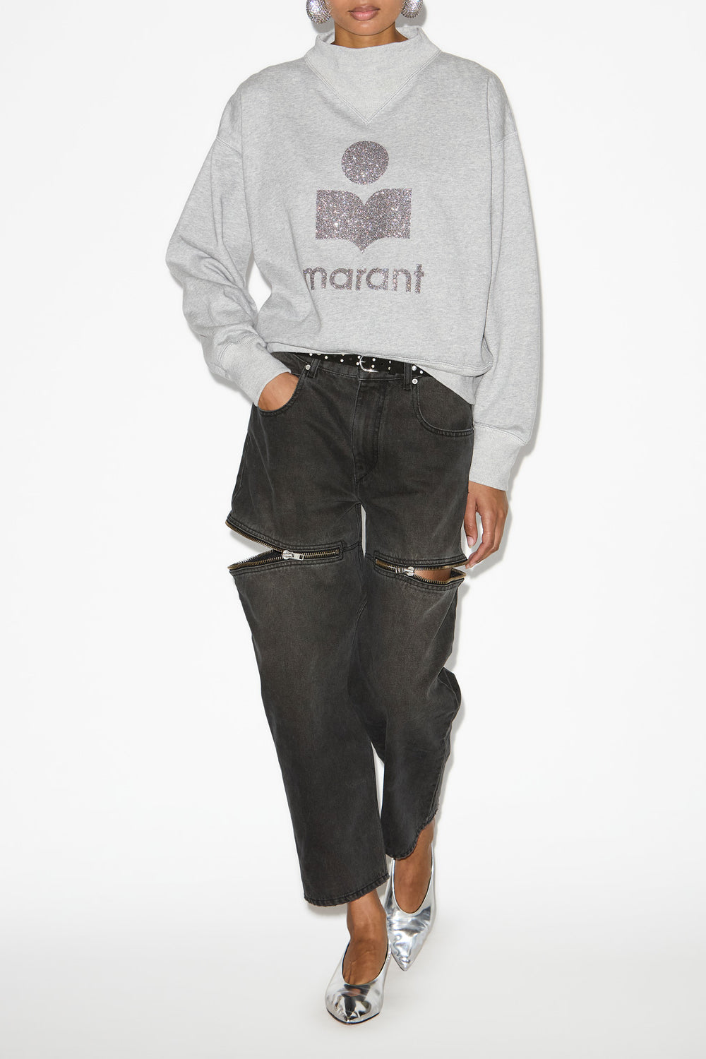 Sudadera de algodón con logo moby - Gray-silver - Woman - 2