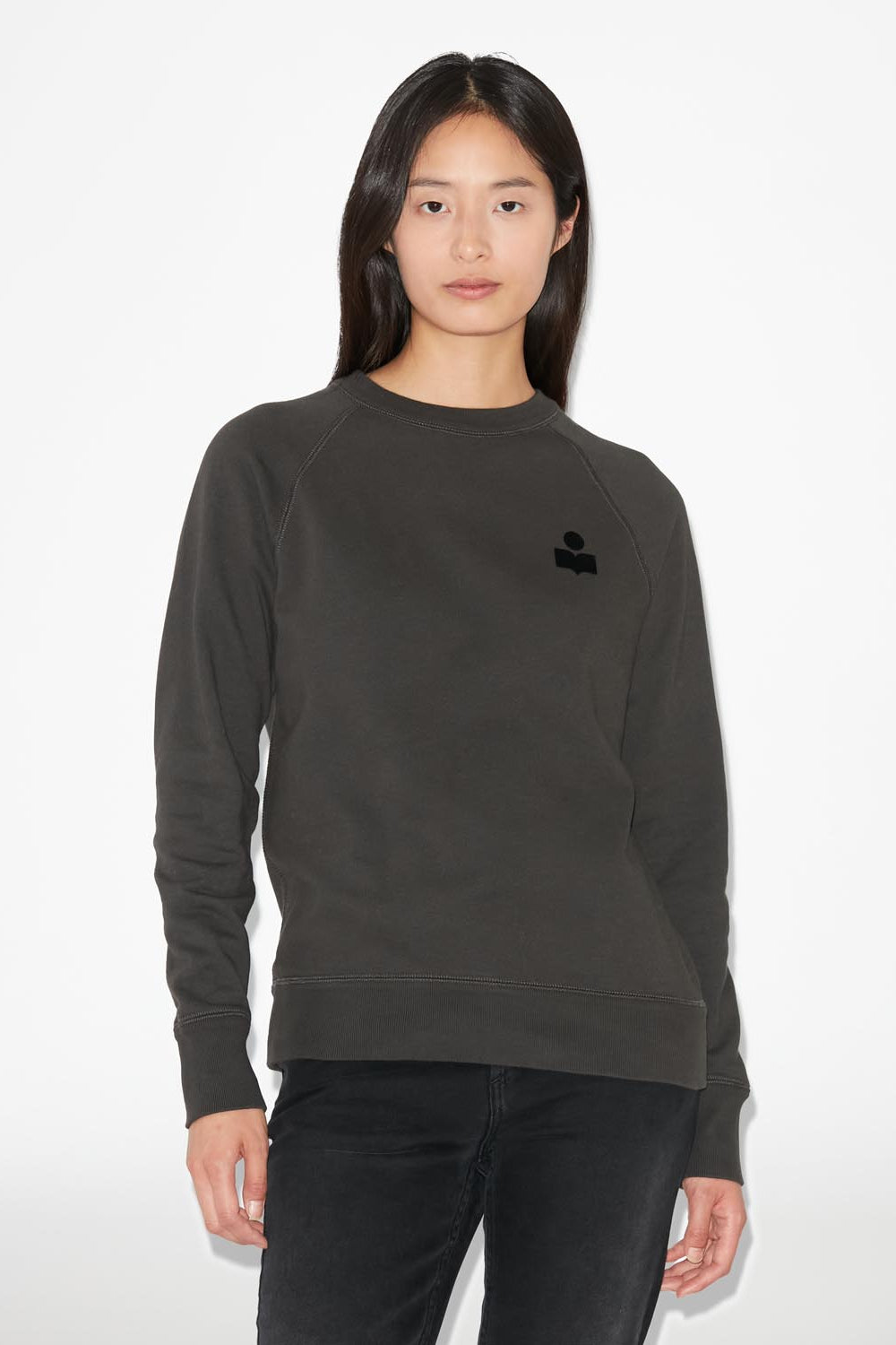 Sweatshirt à logo en coton milla - Noir délavé - Woman - 4