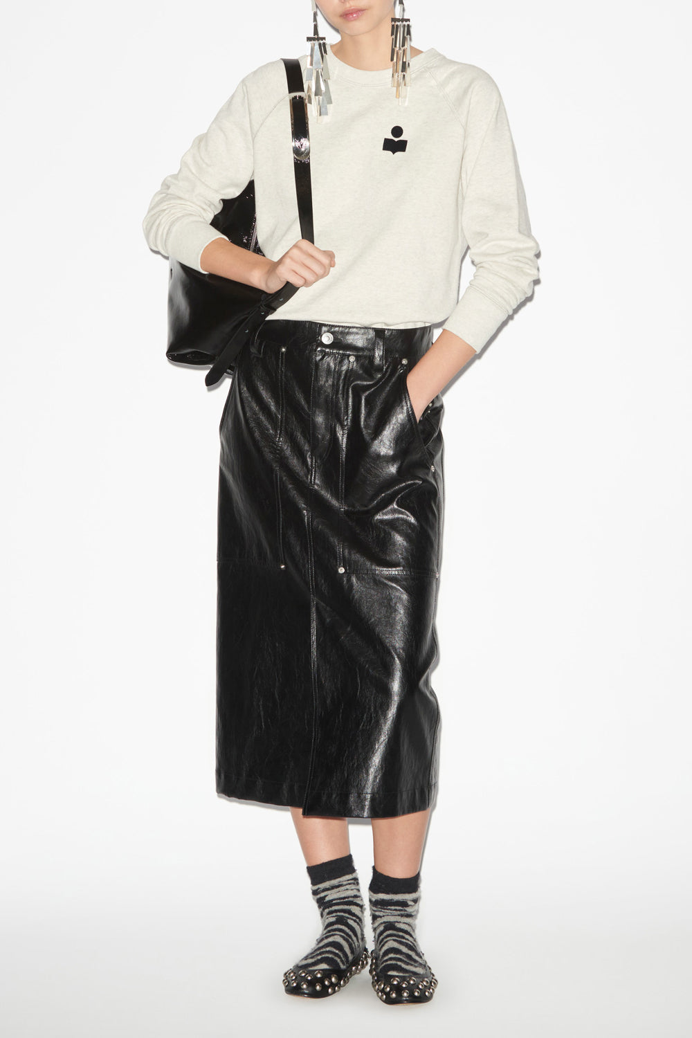 Felpa milla in cotone con logo - Ecru - Woman - 3