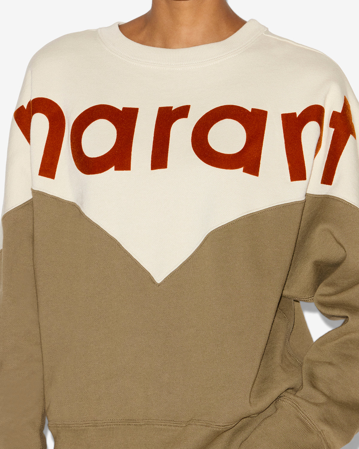 Felpa houston in cotone con logo - Ecru-dark khaki - Woman - 1