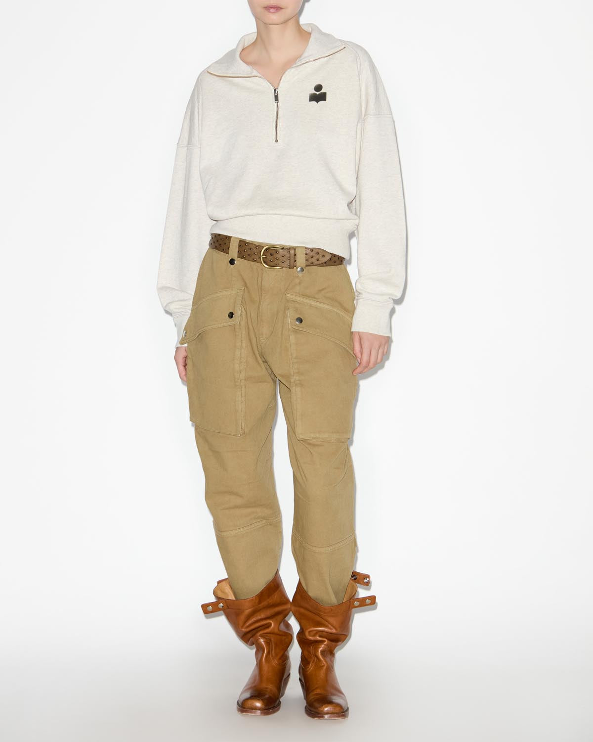 Sudadera ross con logotipo Woman Ecru-khaki 4