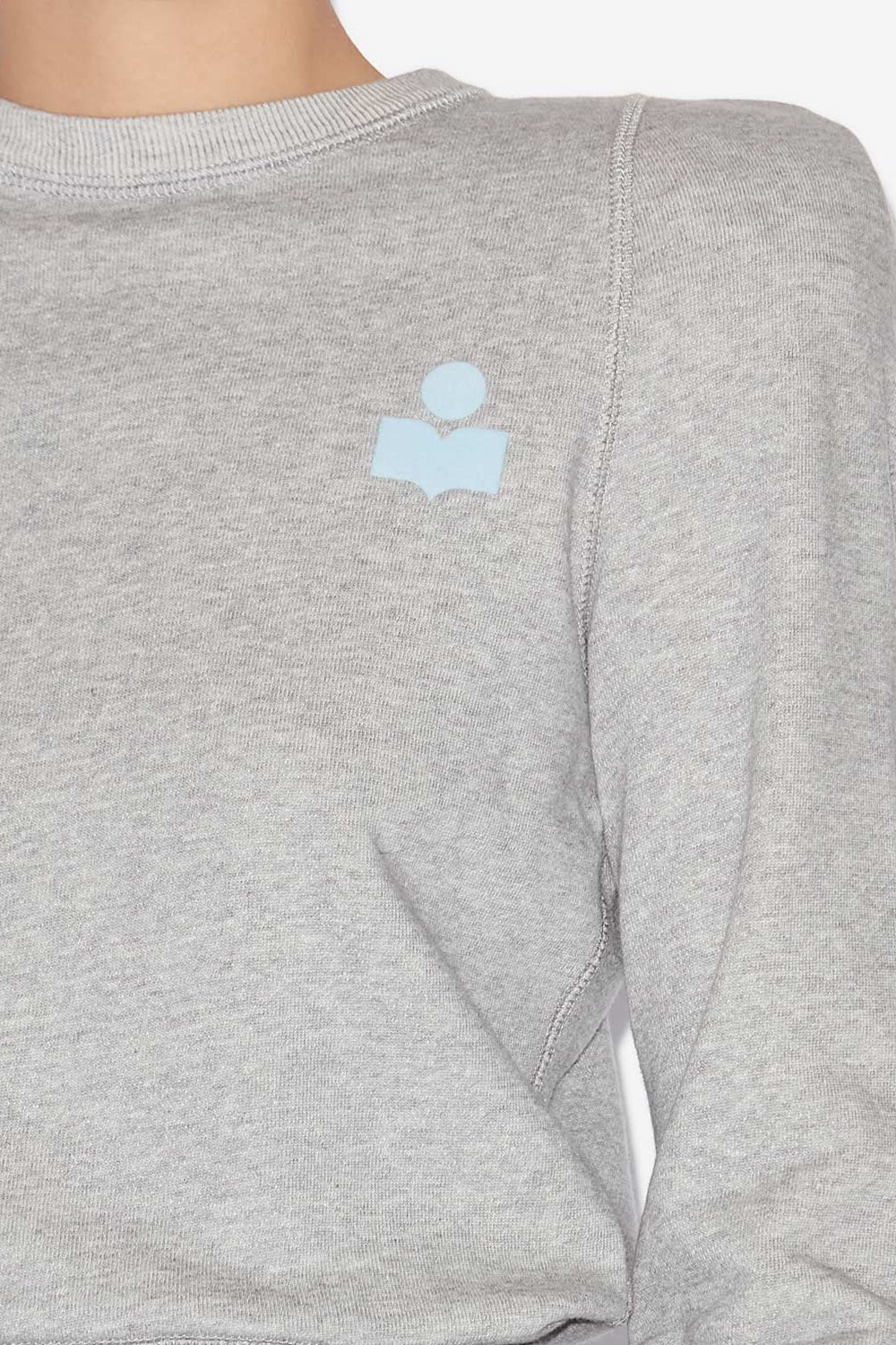 Sudadera prissa de algodón con hombros estructurados - Gray-ice blue - Woman - 3