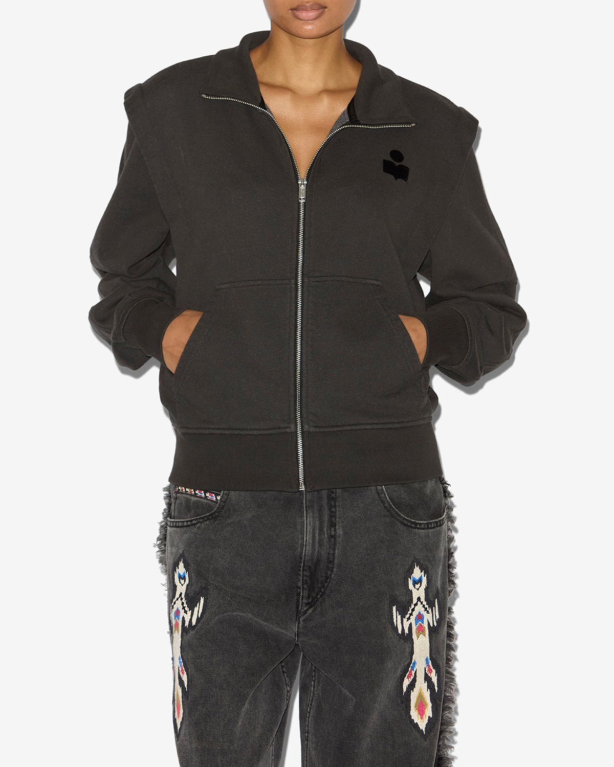 Madilia zip-up jersey sweatshirt - Black - Woman - 3