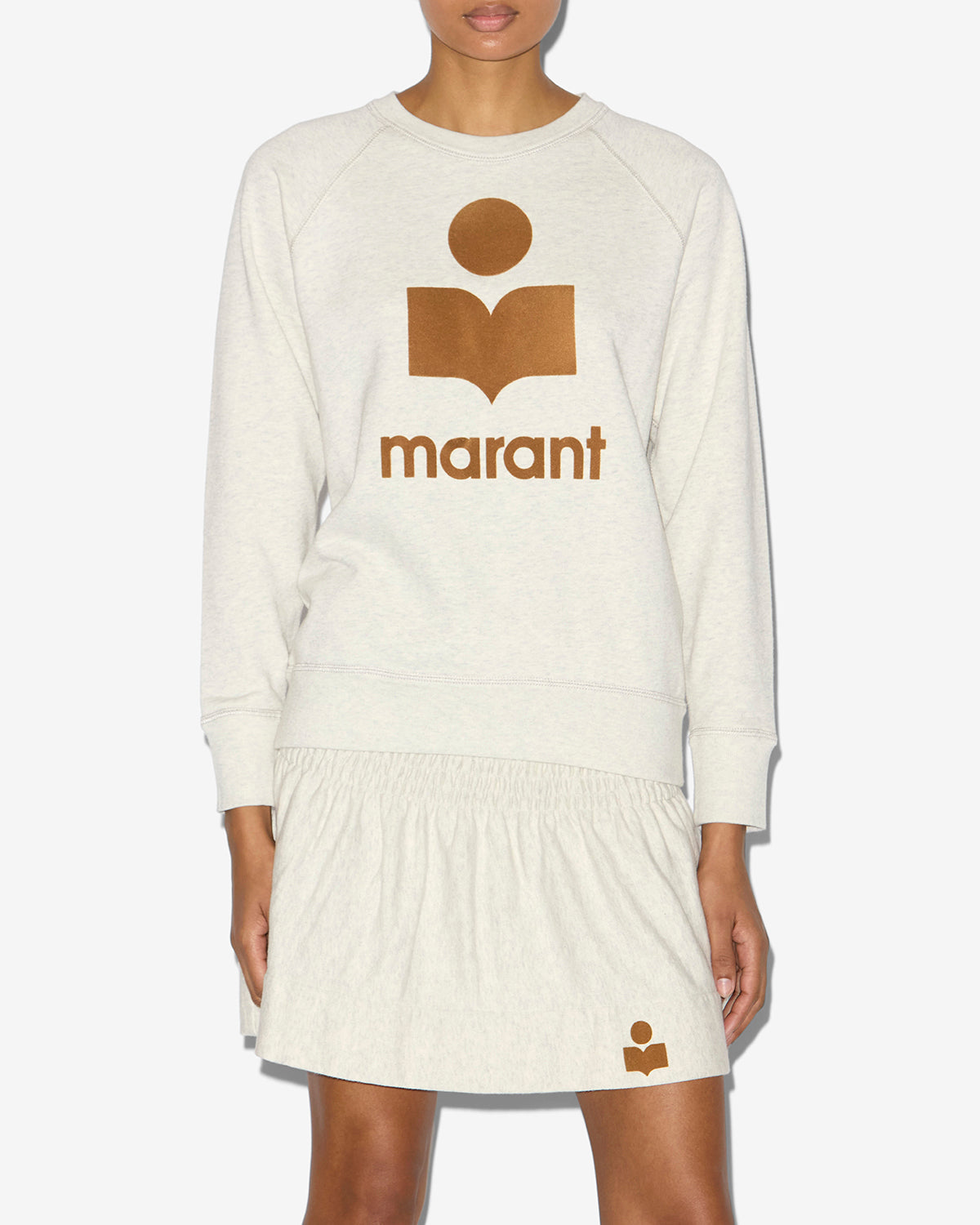 Millyny cotton sweatshirt with logo - Ecru/camel - Woman - 3