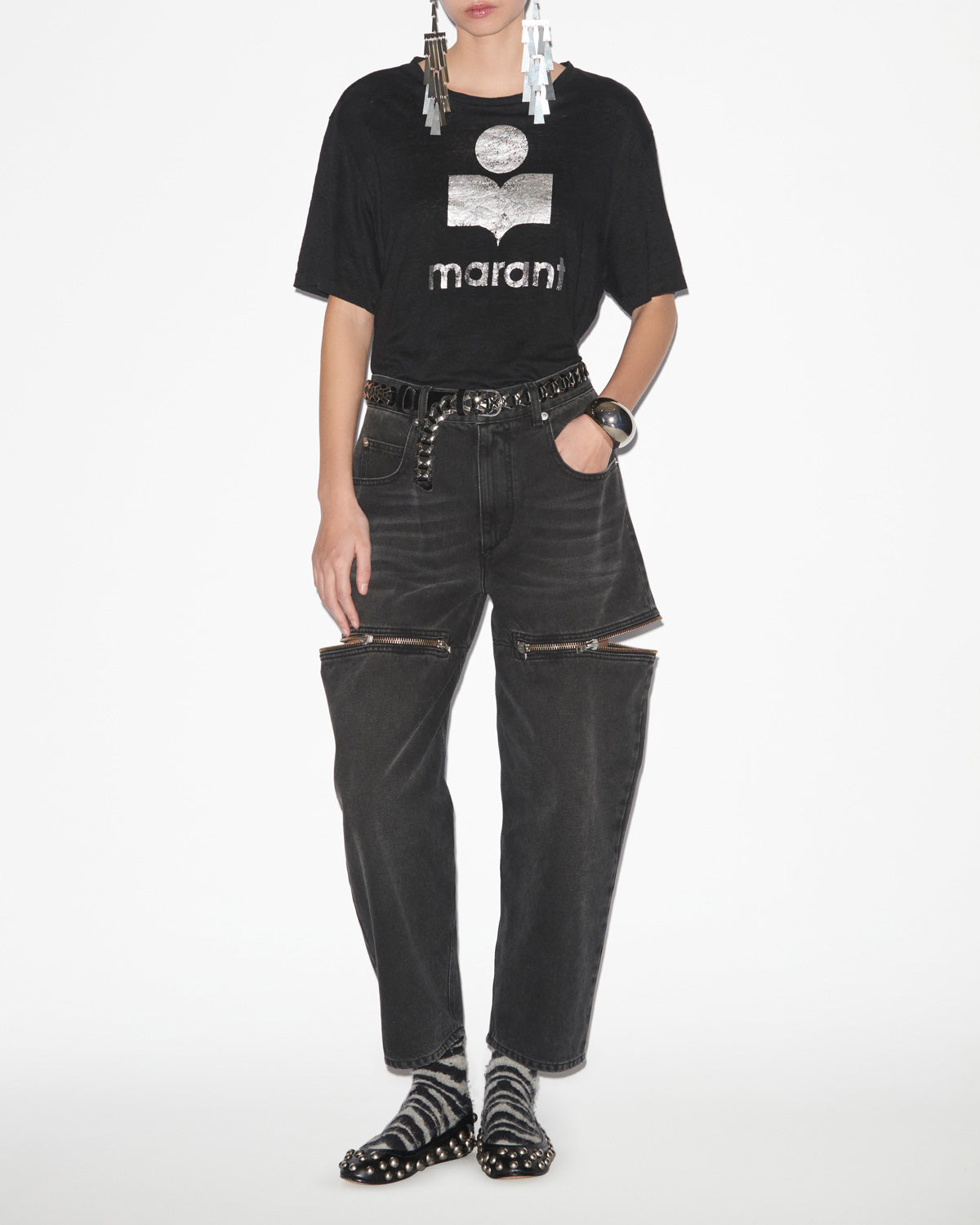 Zewel 로고 티셔츠 Woman 검은색 3