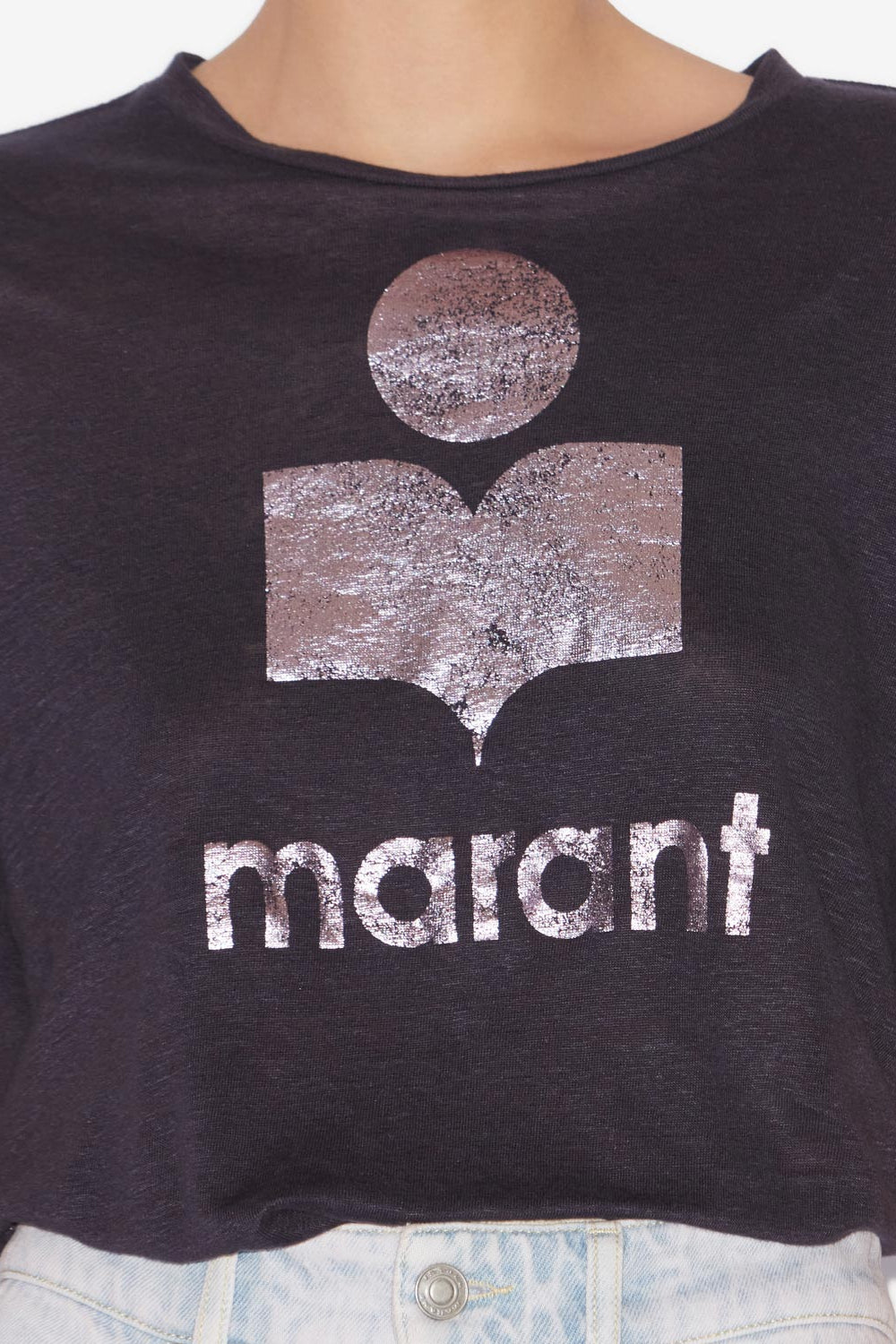 Zewel linen t-shirt with logo - Faded night/lilac - Woman - 3