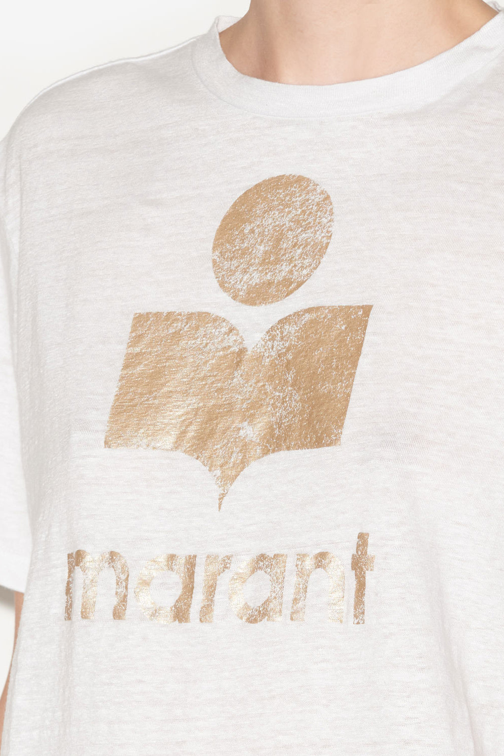 Camiseta con logotipo zewel en lino - White-light gold - Woman - 3