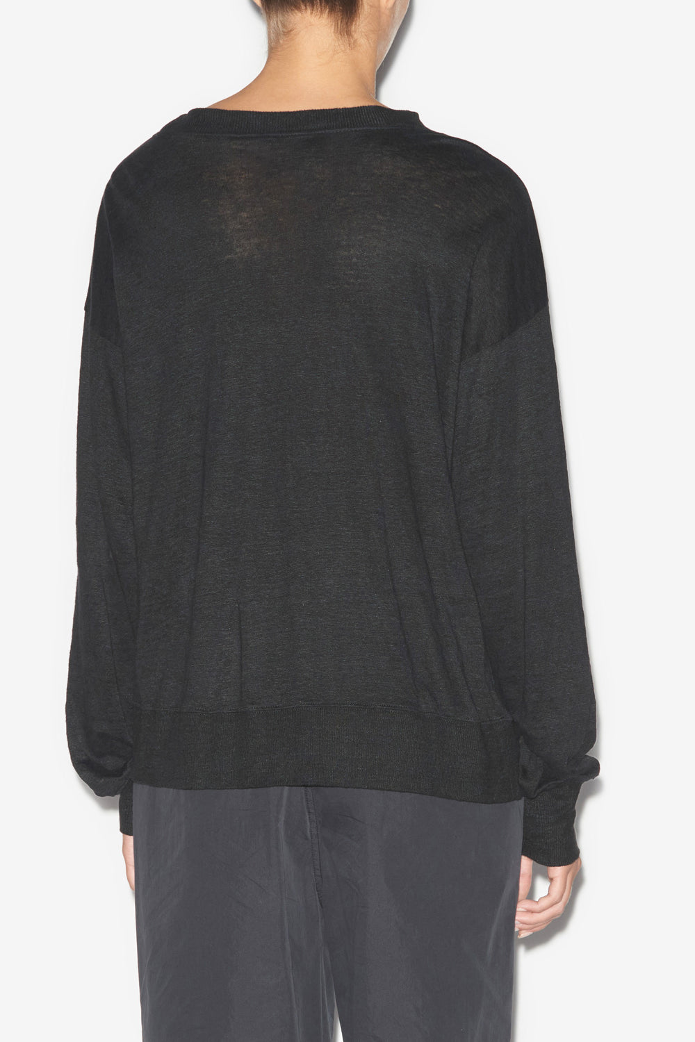T-shirt à manches longues en lin uni klowia - Noir - Woman - 5