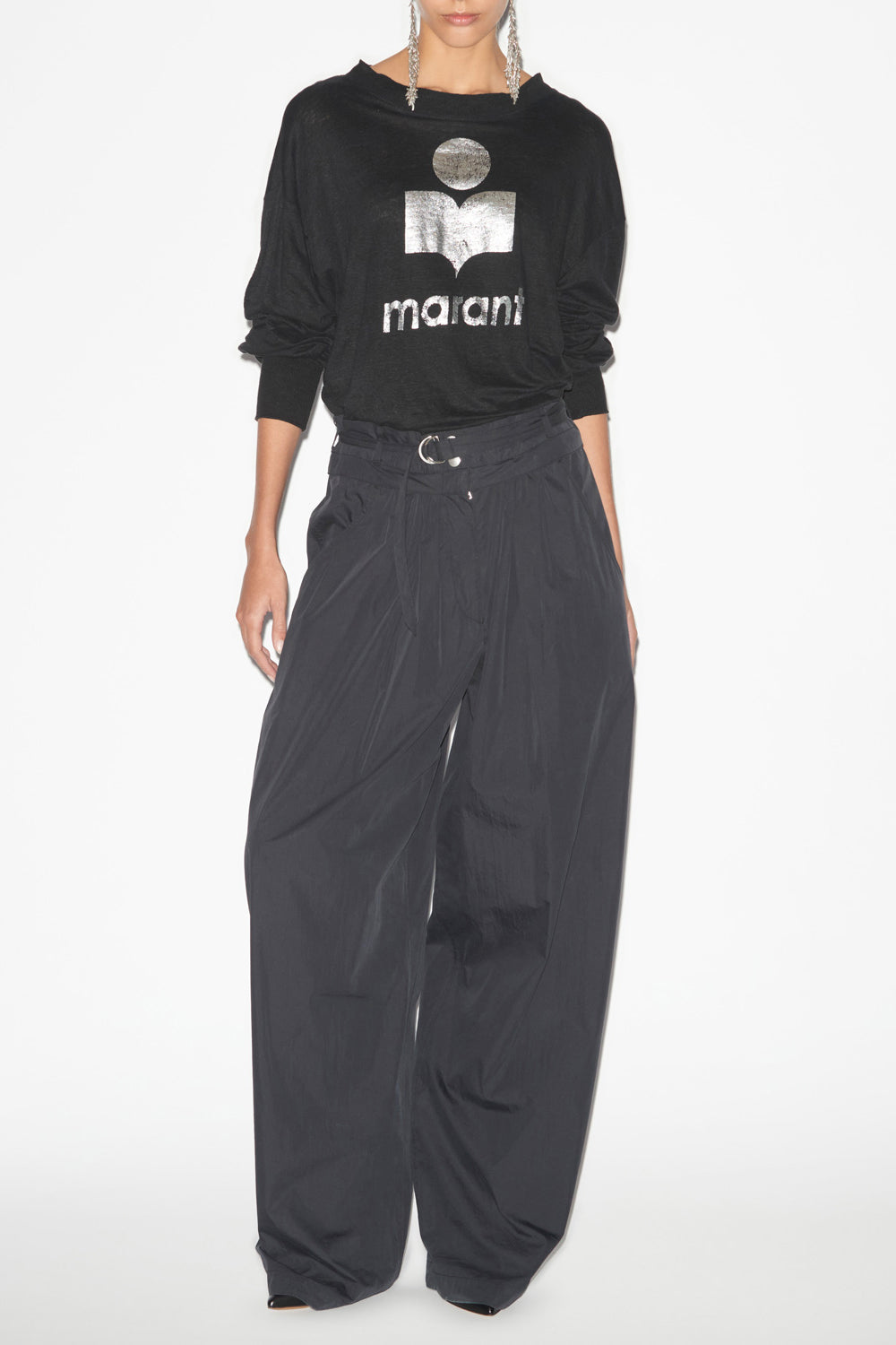 T-shirt à manches longues en lin uni klowia - Noir - Woman - 2