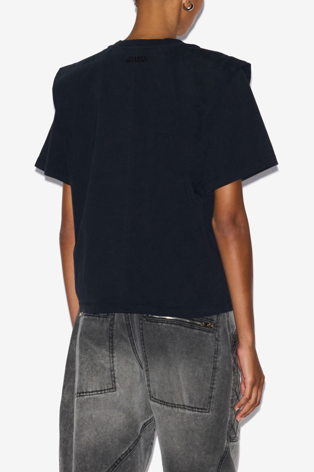 T-shirt zelitos mit epauletten aus einfarbiger baumwolle - Schwarz - Woman - 5