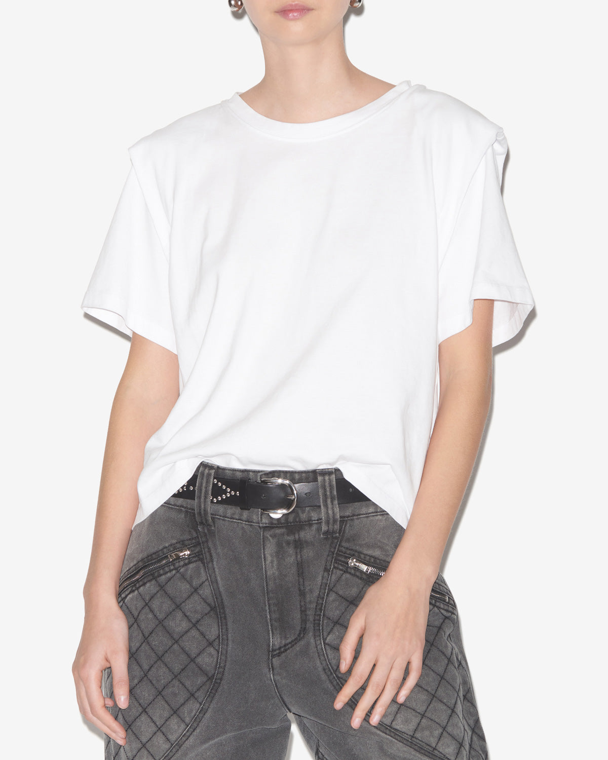 Zelitos short-sleeve t-shirt in plain-colored cotton - White - Woman - 3