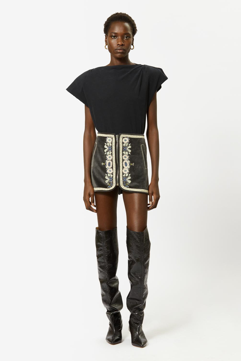 Sebani asymmetrical short-sleeve t-shirt - Black - Woman - 4