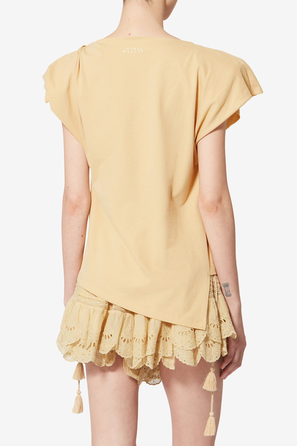 T-shirt asymétrique en coton sebani - Jaune pâle - Woman - 5