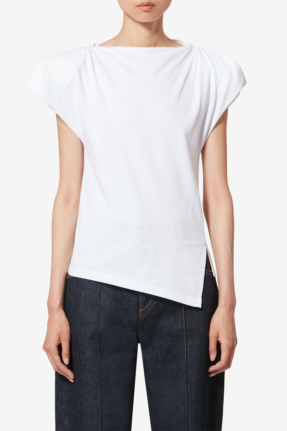 Asymmetrisches t-shirt mit kurzen ärmeln sebani - Weiß - Woman - 4