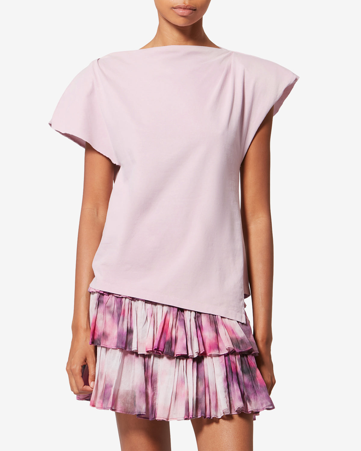 Camiseta asimétrica de algodón sebani - Pale pink - Woman - 3