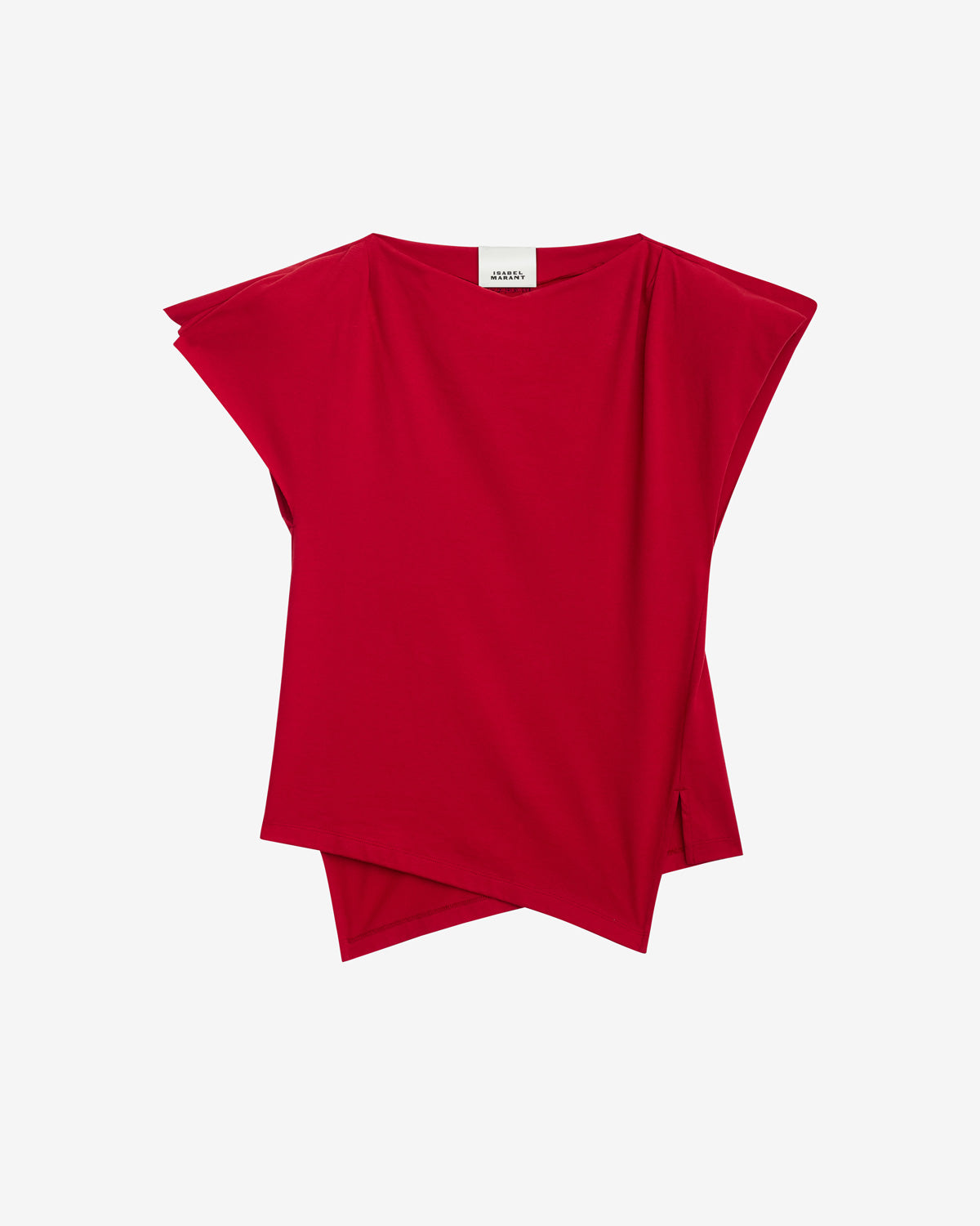 Sebani asymmetrical plain-colored cotton t-shirt - Red - Woman - 5