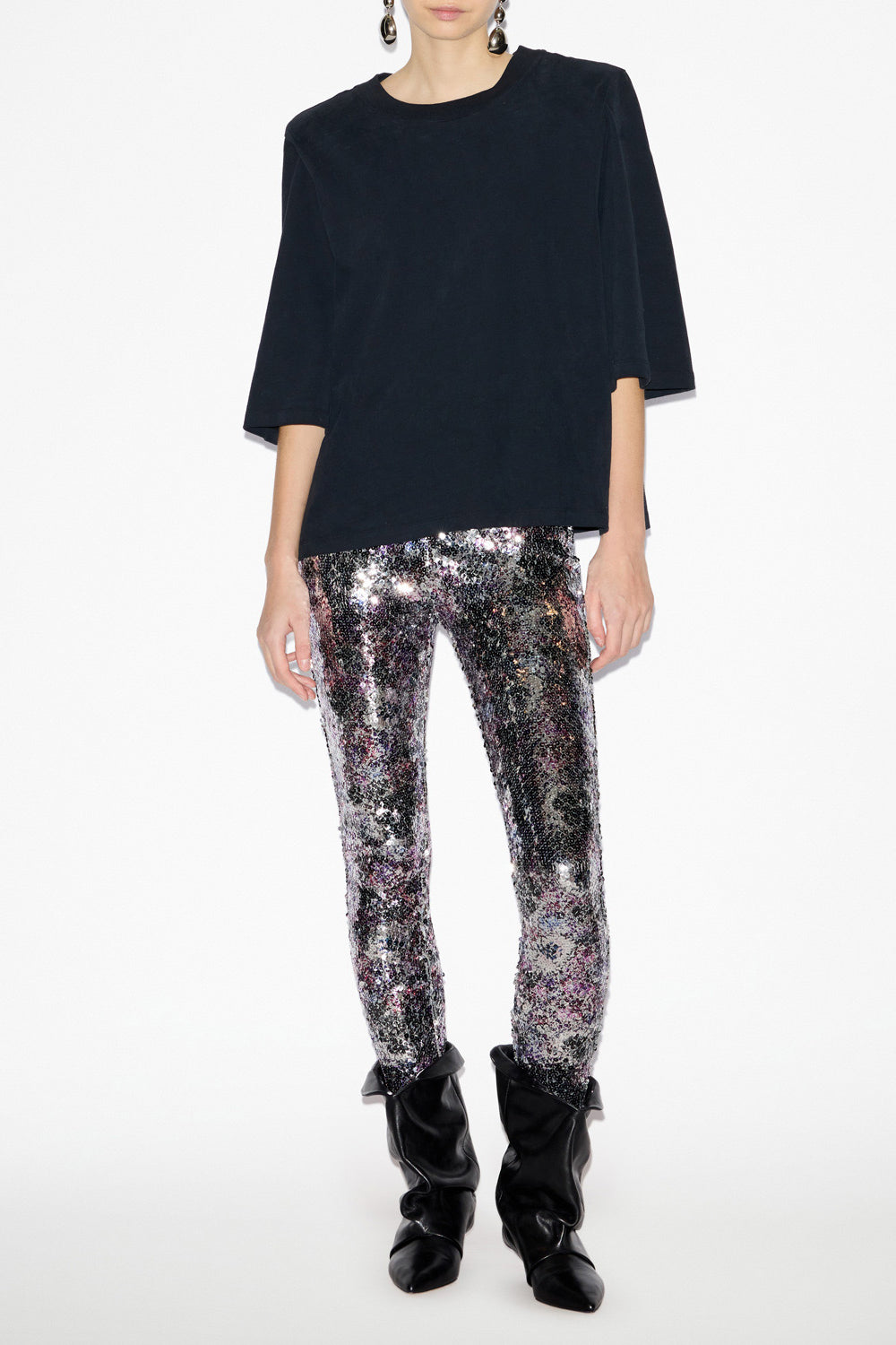 T-shirt à épaulettes en coton ben - Noir - Woman - 4