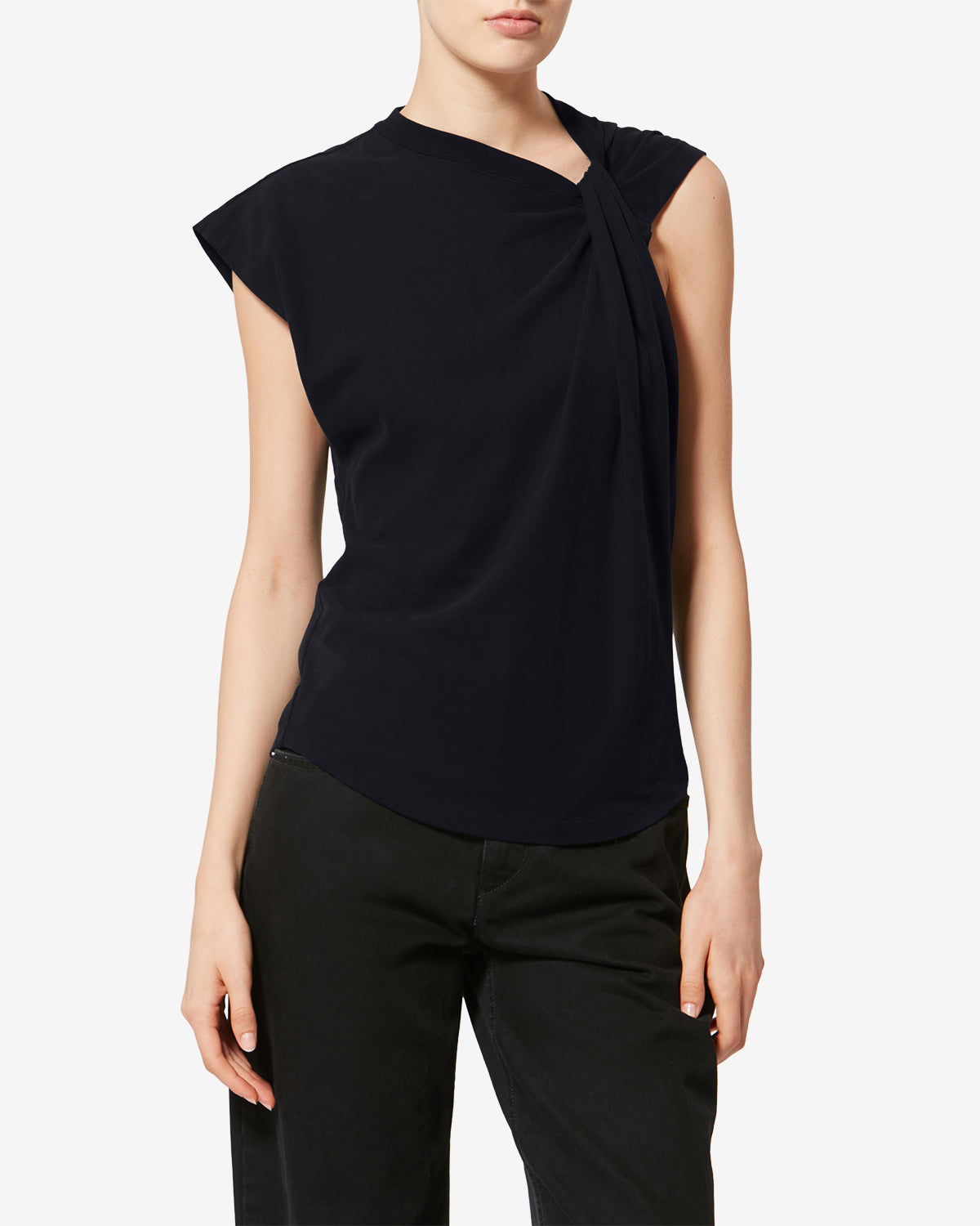 Asymmetrisches t-shirt mit kurzen ärmeln nayda - Schwarz - Woman - 6