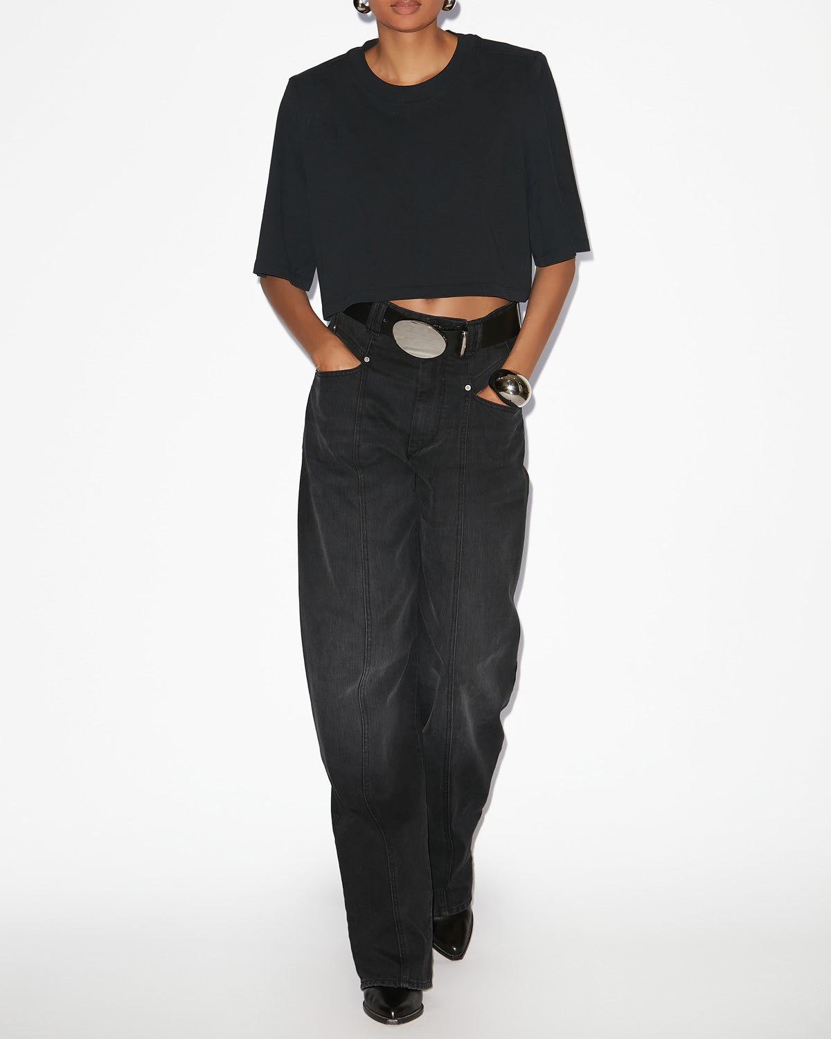 T-shirt corta zaely in cotone - Nero - Woman - 2